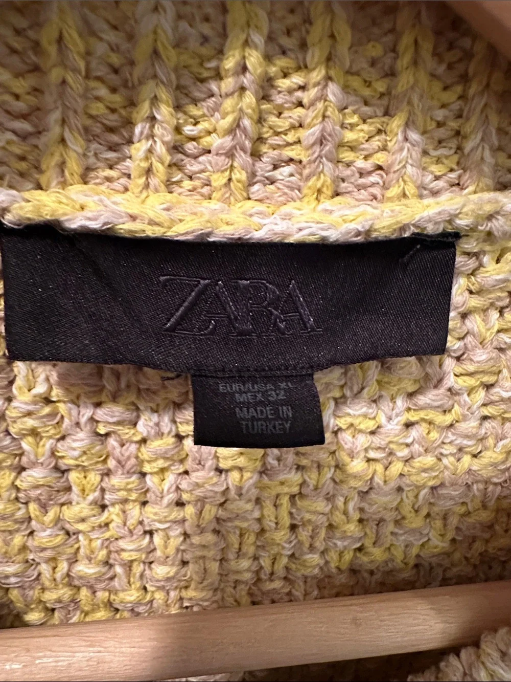 Zara Yellow Textured Knit Cardigan Sweater
